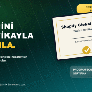 Shopify Amerika ve İngiltere Eğitimi belge ve sertifika odaklı close-up görseli